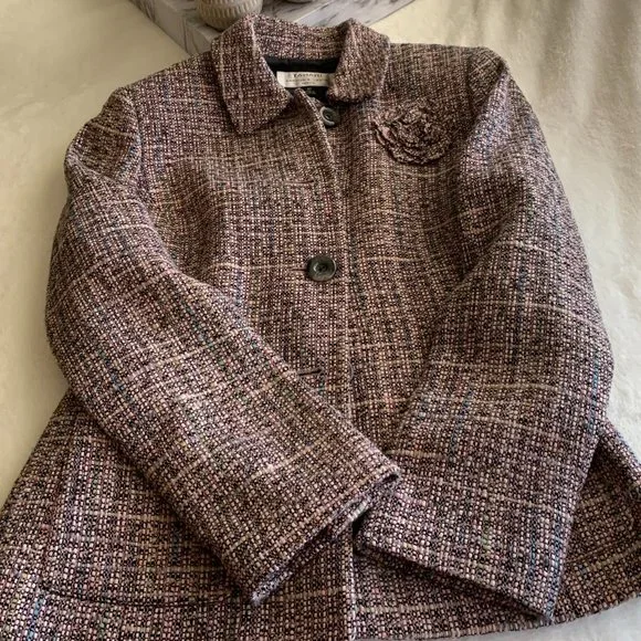 TAHARI by Arthur S. Levine - Rose/Brown Tweed Jacket - Size 8P - Picture 4 of 5